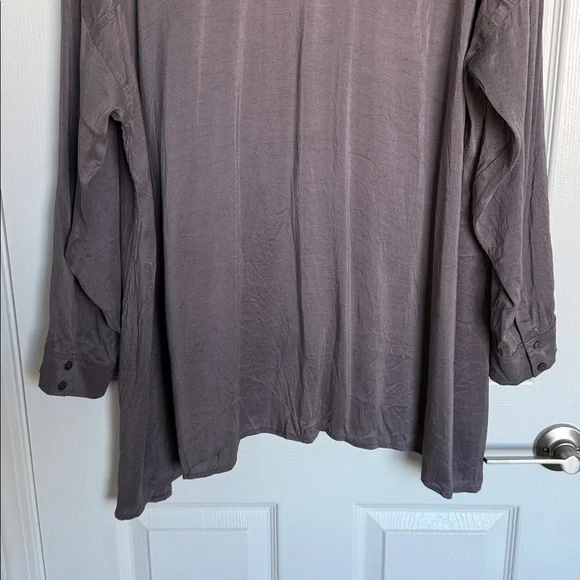 Eileen Fisher Women’s purple Long Sleeve Button Down Silk Blouse XL - Picture 10 of 12